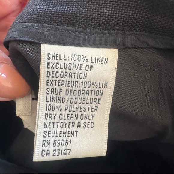 Talbots Black Irish Linen Embroidered Butterfly Tapered Pants 100% Linen 4 P - Picture 5 of 8